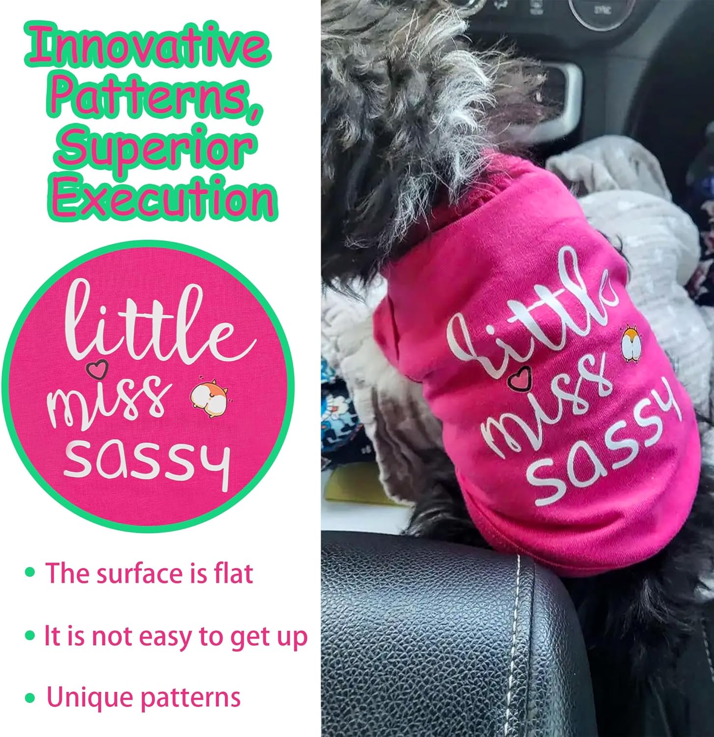 Paiaite Dog Clothes Fashionable Sleeveless Pet Vest: 'Little Miss Sassy' Printed Cotton Dog Shirt, Ideal for Small, Medium, and Large Breeds, Ensuring Comfort and Breathability Rose Red M