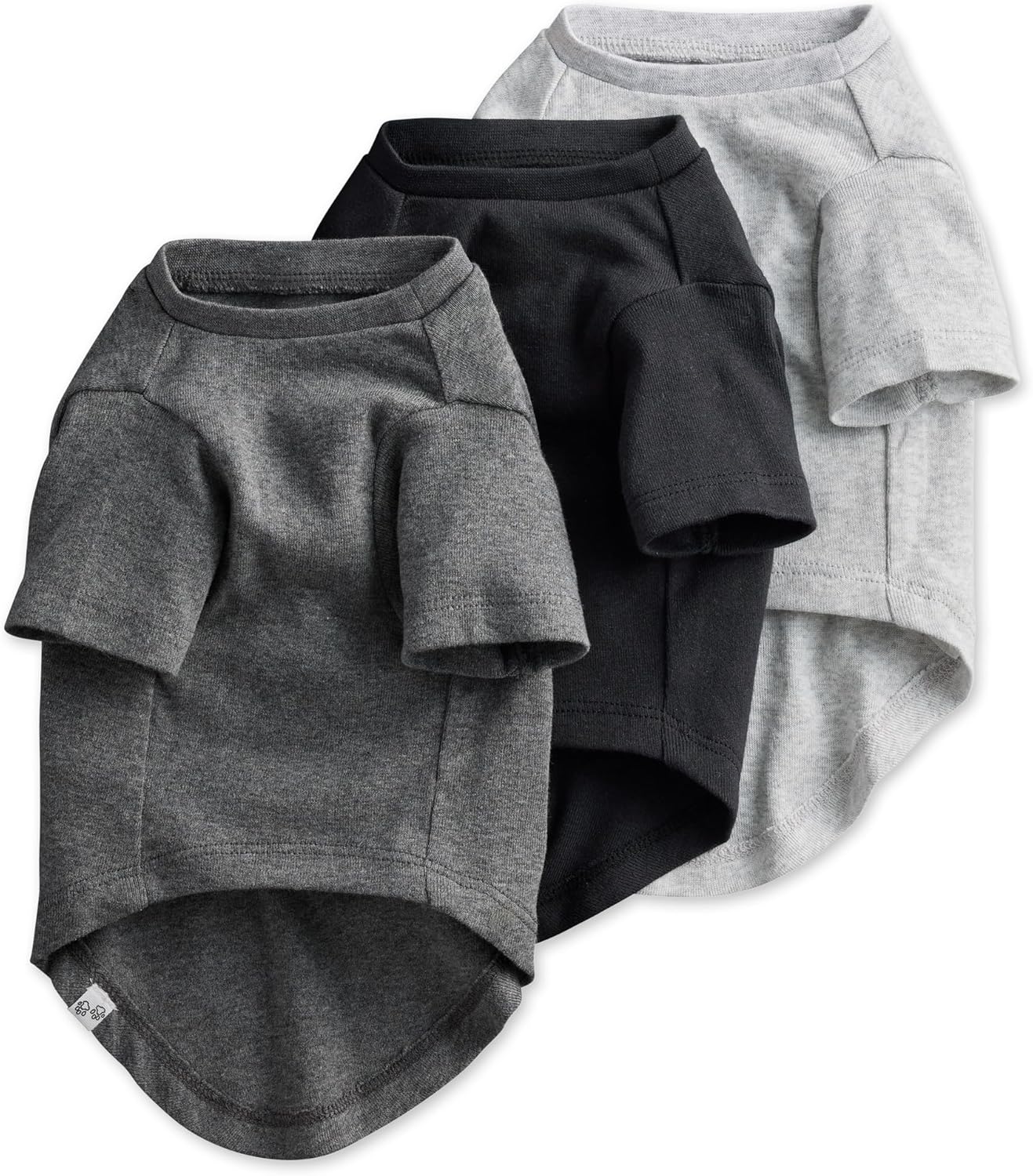 Multipack 100% Organic Cotton Dog Short Sleeve T-Shirt Pet Tees for All Breeds, Gray Ombre, Medium