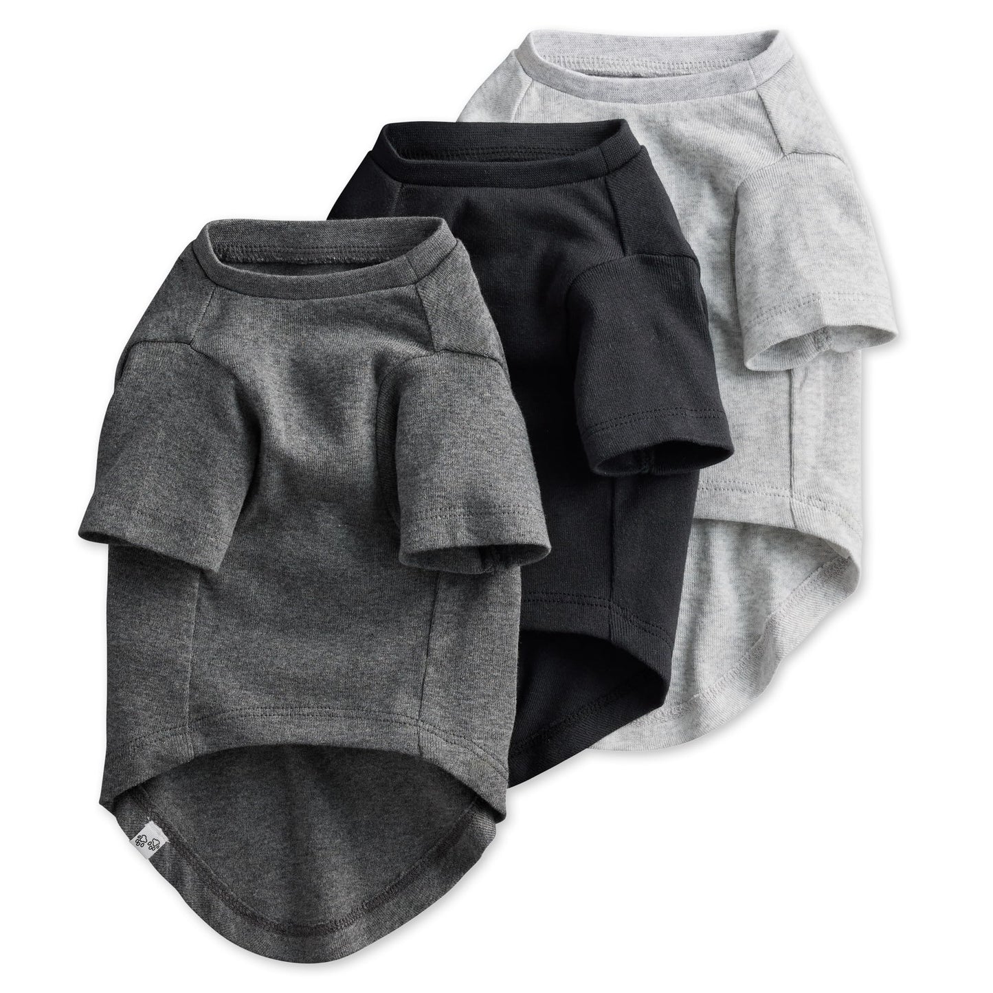 Multipack 100% Organic Cotton Dog Short Sleeve T-Shirt Pet Tees for All Breeds, Gray Ombre, Medium