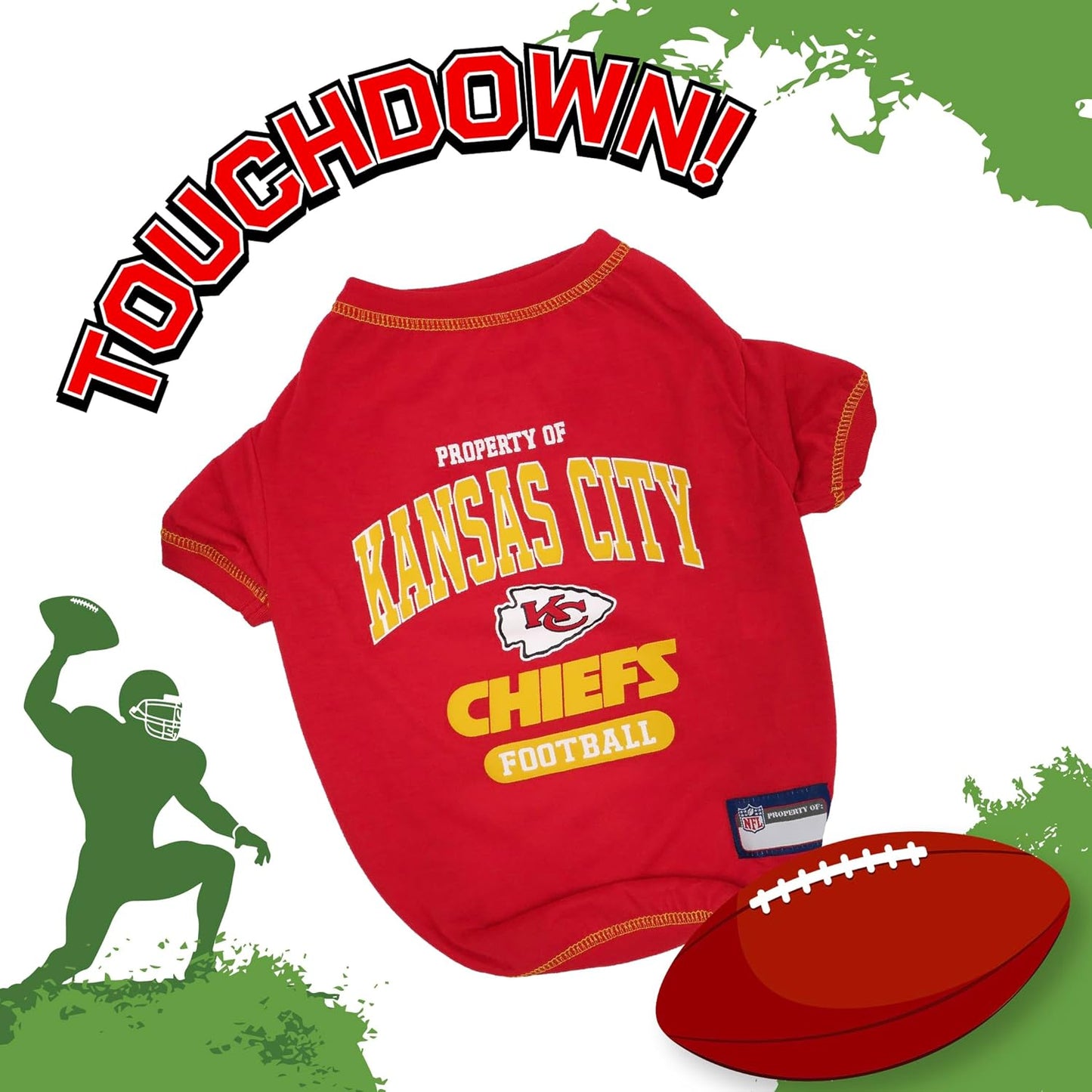 PET SHIRT for Dogs & Cats - NFL KANSAS CITY CHIEFS Dog T-Shirt, Medium. - Cutest Pet Tee Shirt for the real sporty pup