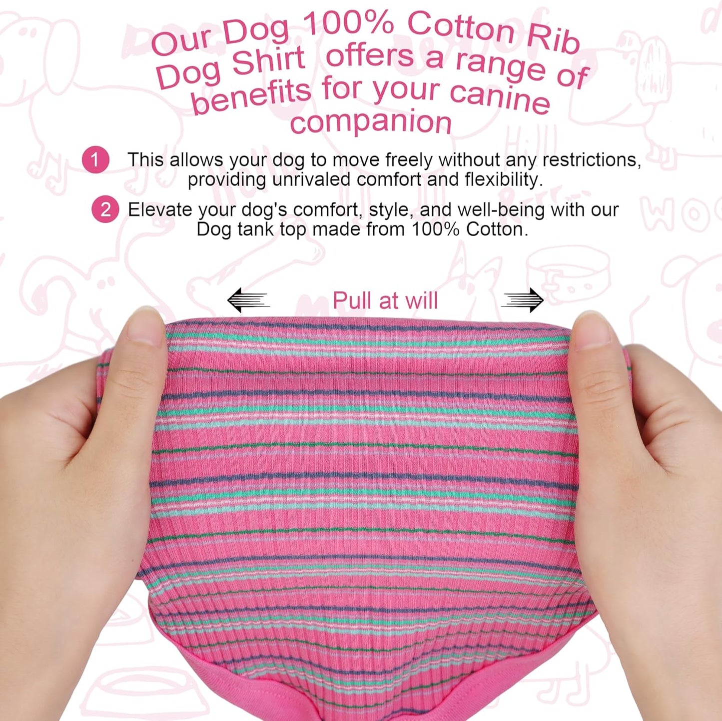 Elevate Your Pet's Comfort and Fashion: Premium 100% Cotton Rib Dog Shirt Vest for Small Breeds Like Chihuahuas, Yorkies, and Puppies .Year-Round Style with Tank-Style Puppy Attire Pink X-Small