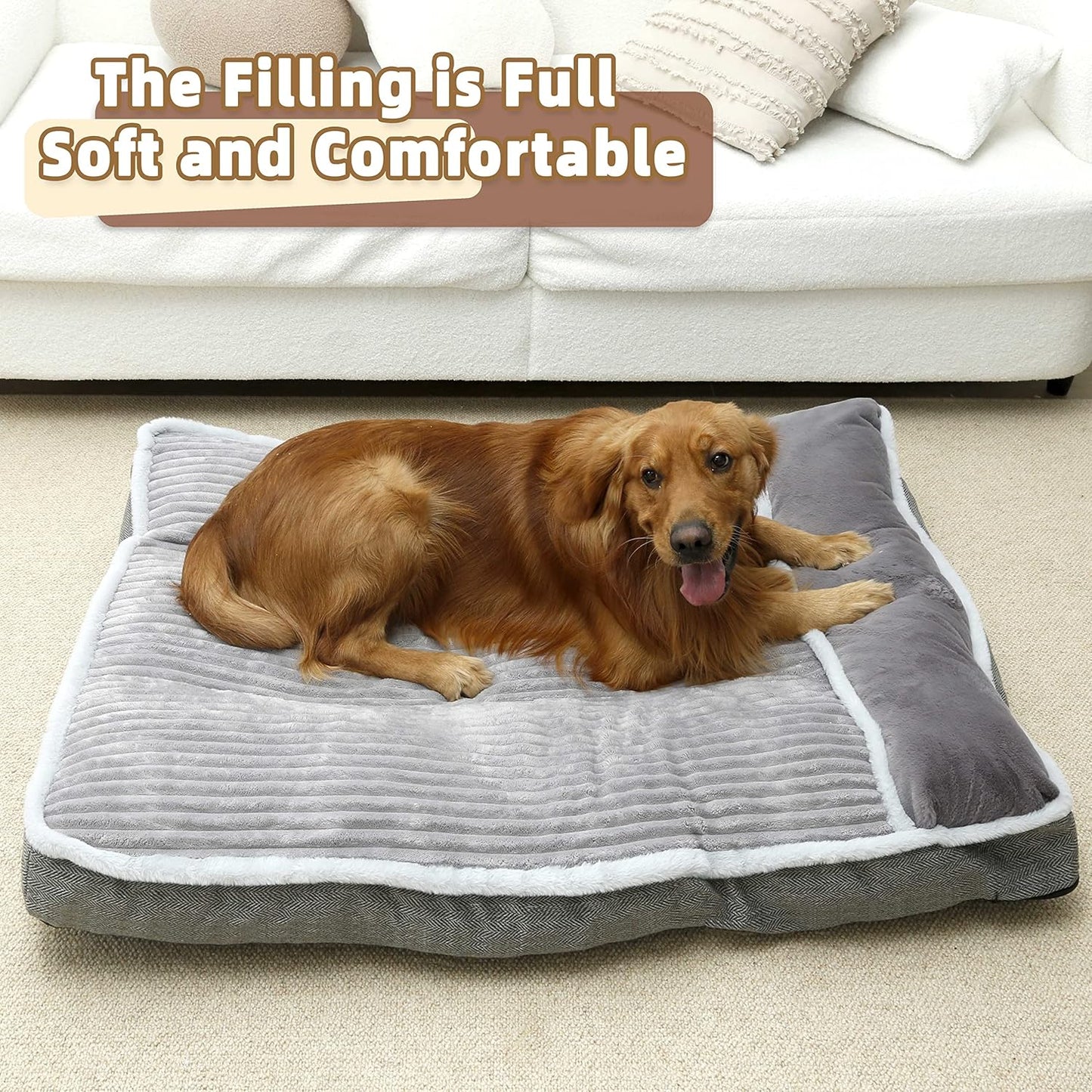 Large Dog Bed with Pillow for Crate Kennel