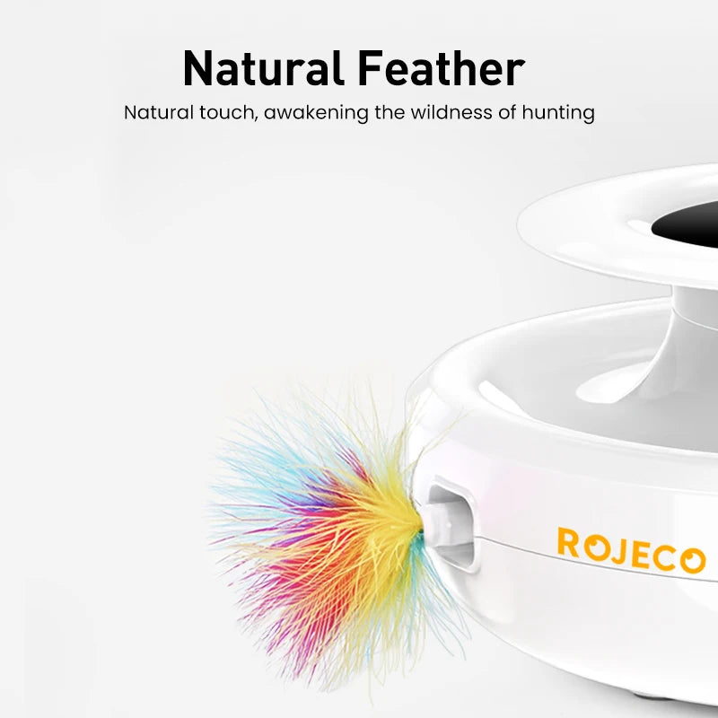 ROJECO 2 in 1 Smart Cat Toys Automatic Feather Fun Ball Toy