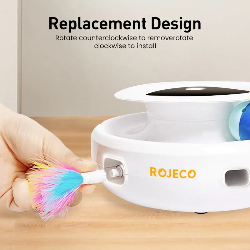 ROJECO 2 in 1 Smart Cat Toys Automatic Feather Fun Ball Toy