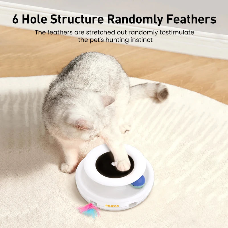 ROJECO 2 in 1 Smart Cat Toys Automatic Feather Fun Ball Toy